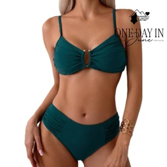 CharmLeaks Ruched Bottom Bikini Swimsuit Size M - Picture 1 of 5